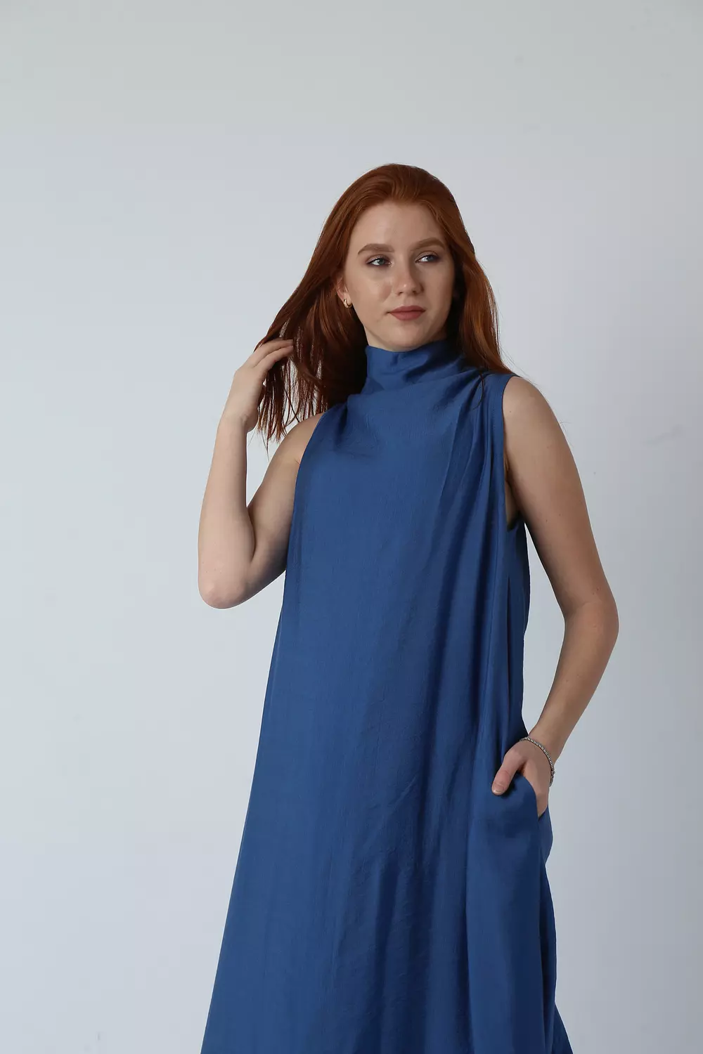 Ruched Maxi Dress - Blue 3