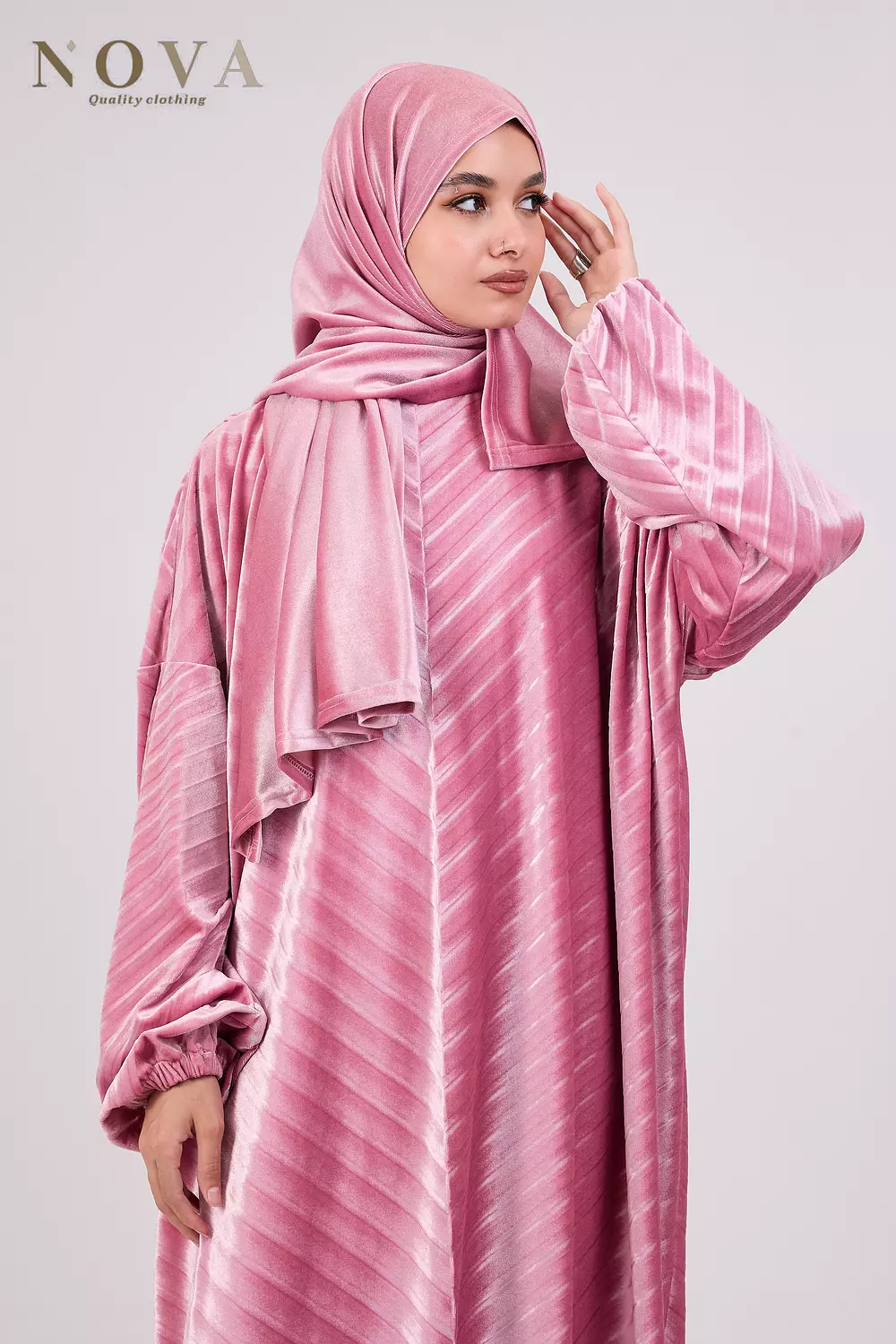 Dusty rose pleated velvet  4