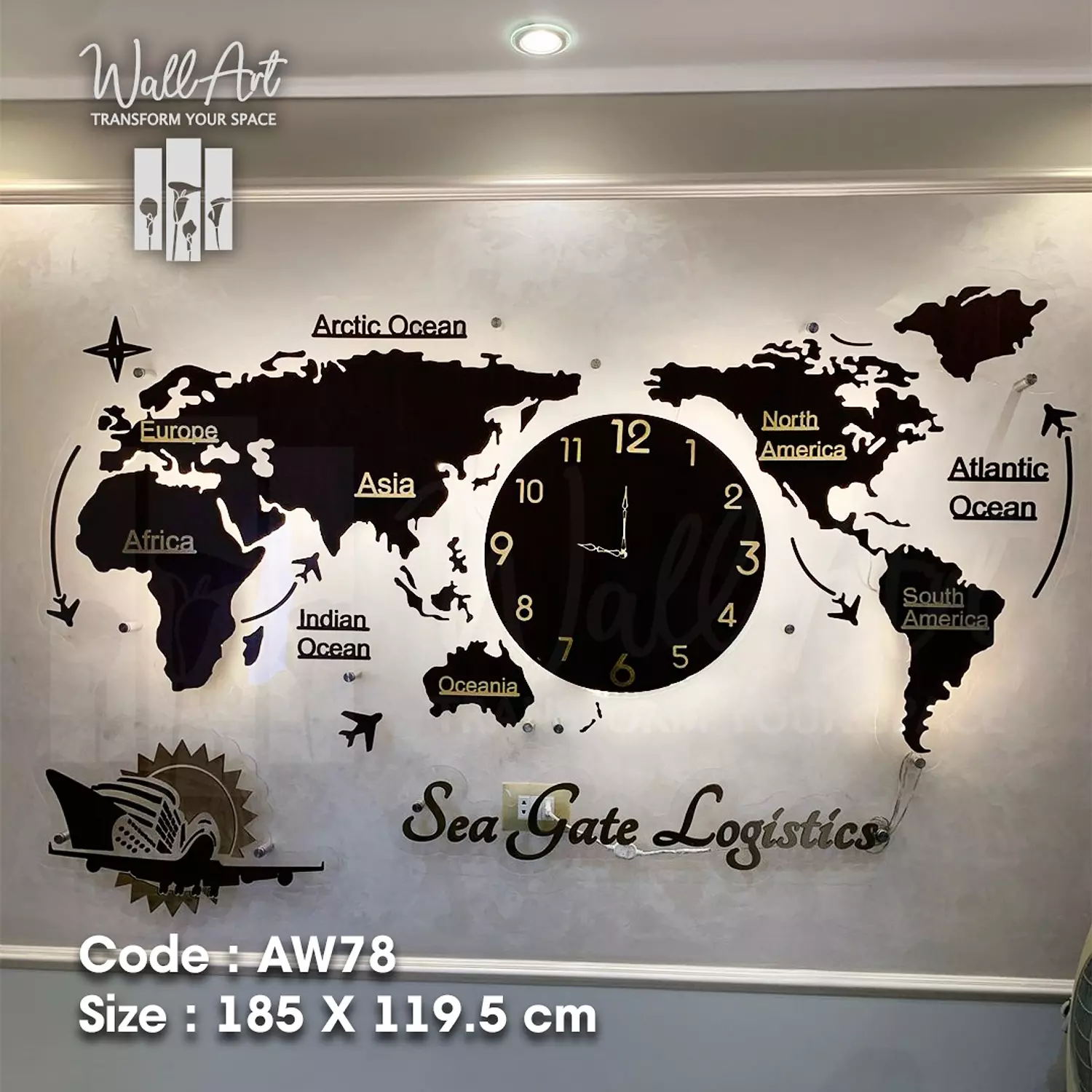 AW78-Lighted Acrylic World Map hover image