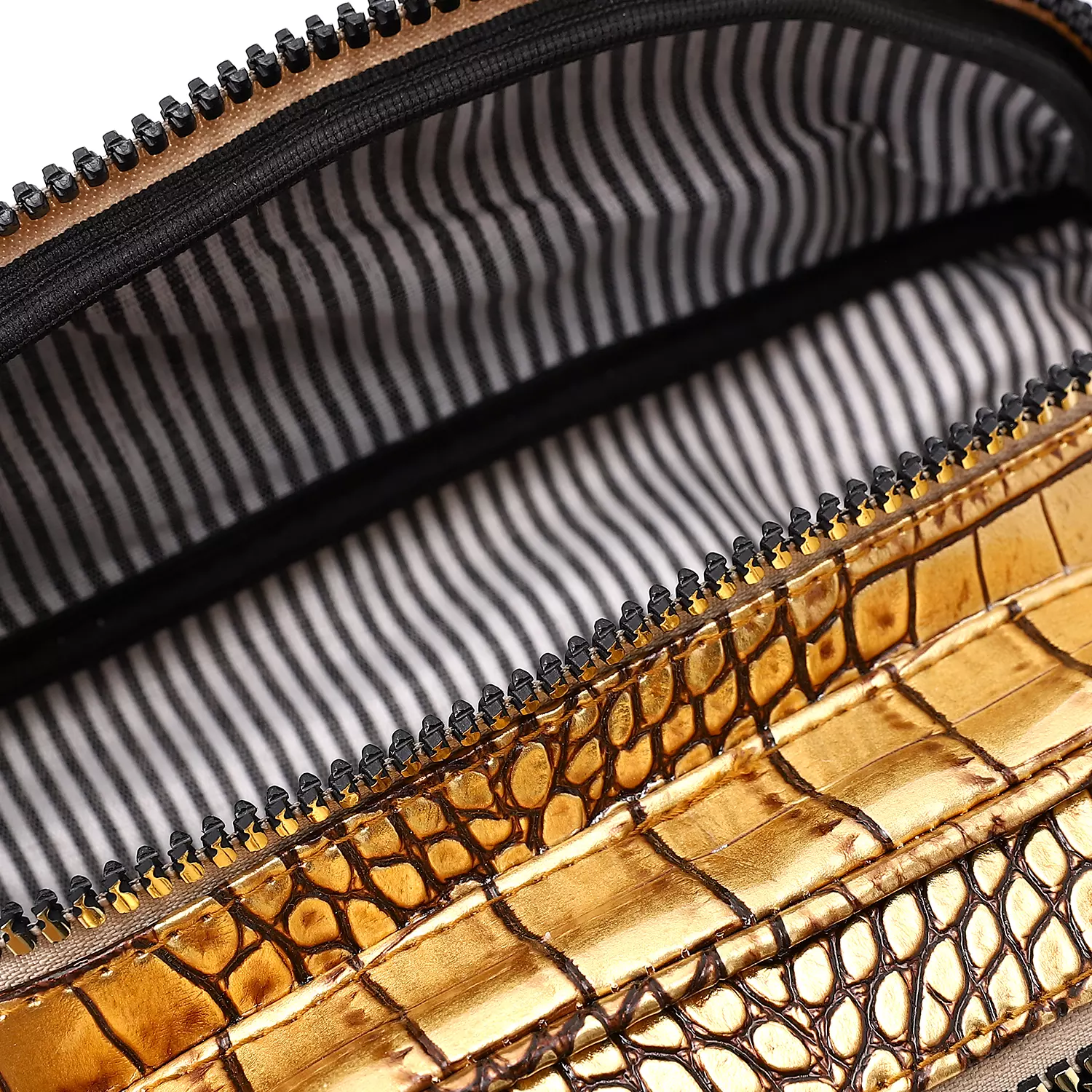 Shiny Snake Leather Super Waist Bag-Gold 4