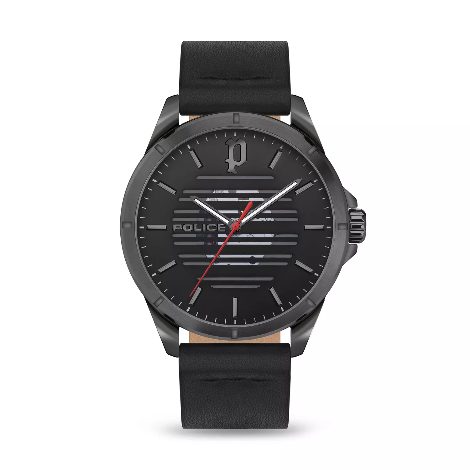 Police Barwara Watch for Men Black Leather Band with Black dial PEWJA2204503 image