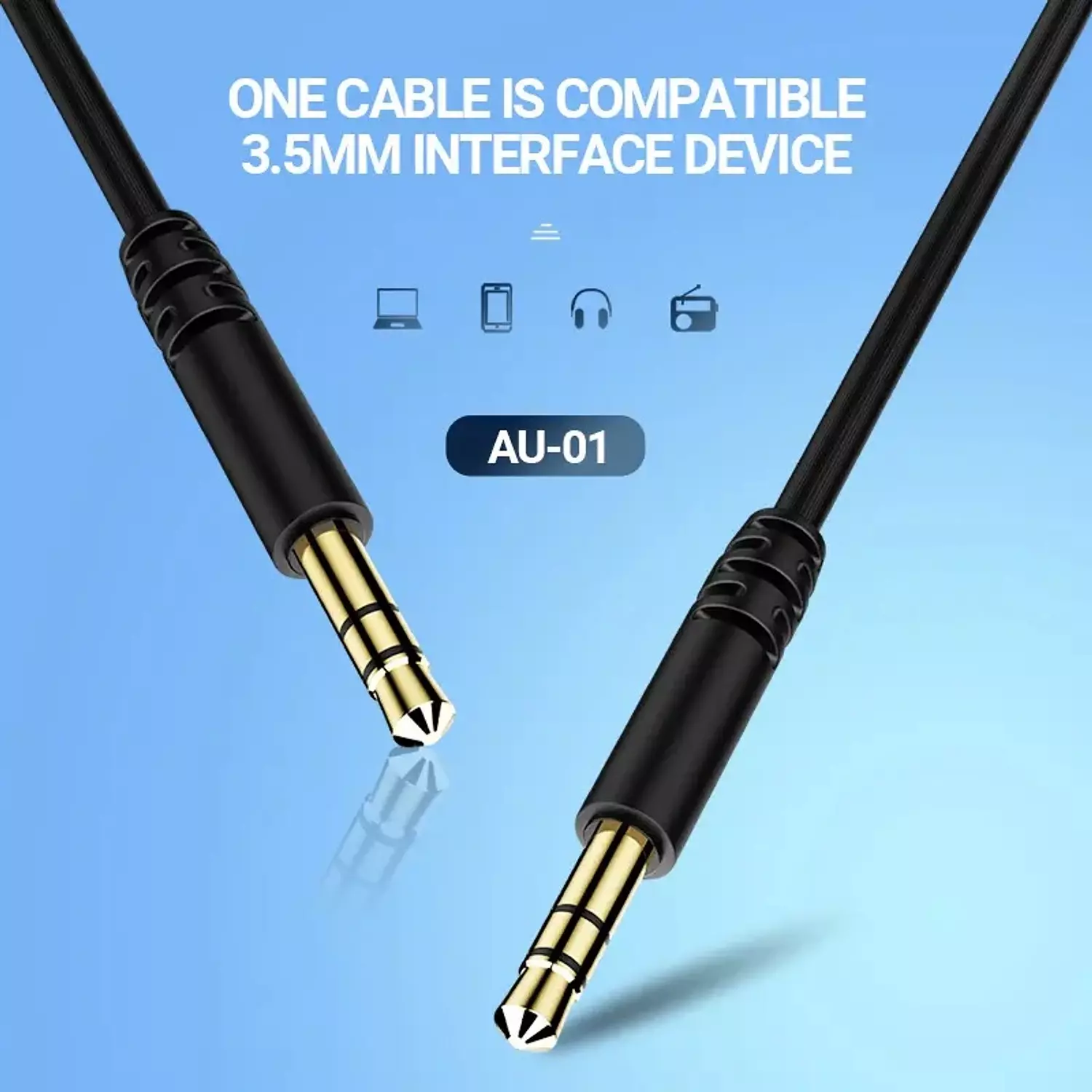 Celebrat AU-01 3.5mm AUX Audio Cable, HD Sound, Gold-Plated, 100CM 6