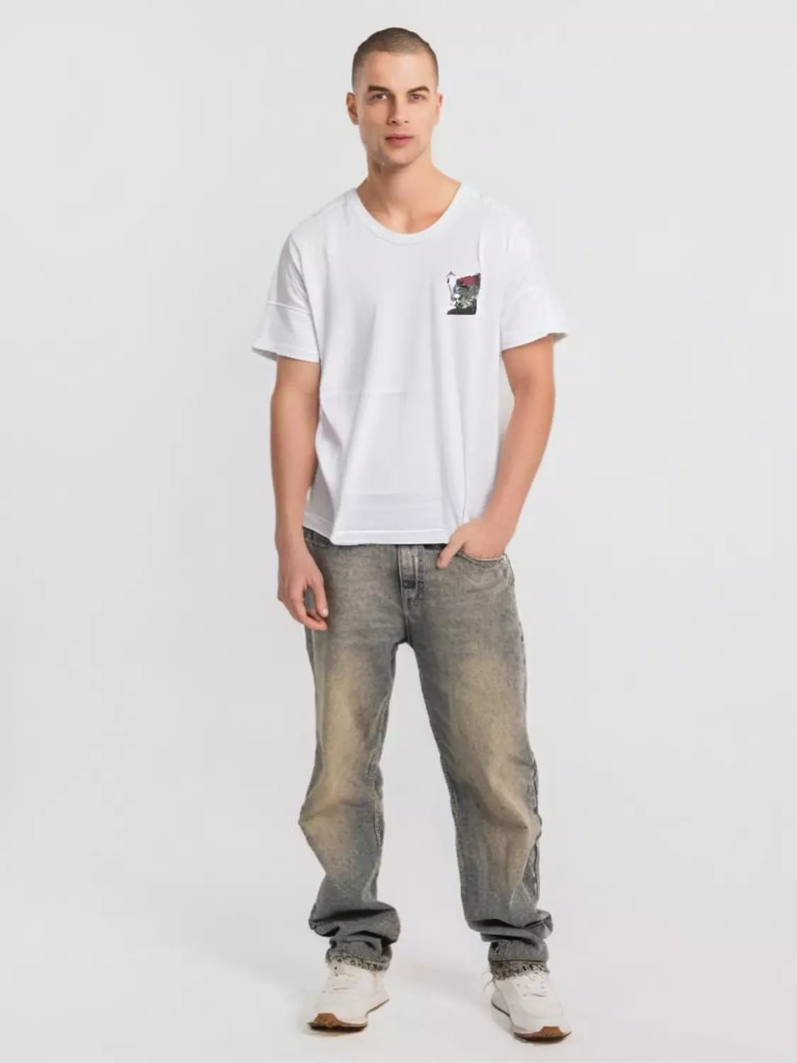 printed  cotton basic t shirt  image