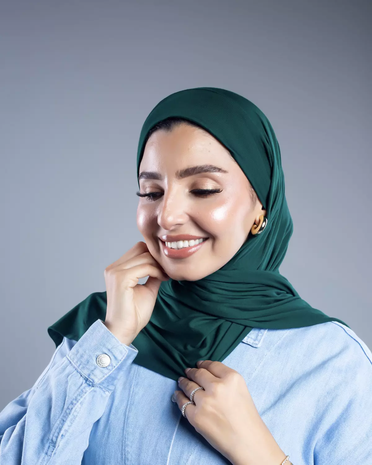 Jamila 2 in 1 evergreen cotton scarf  image