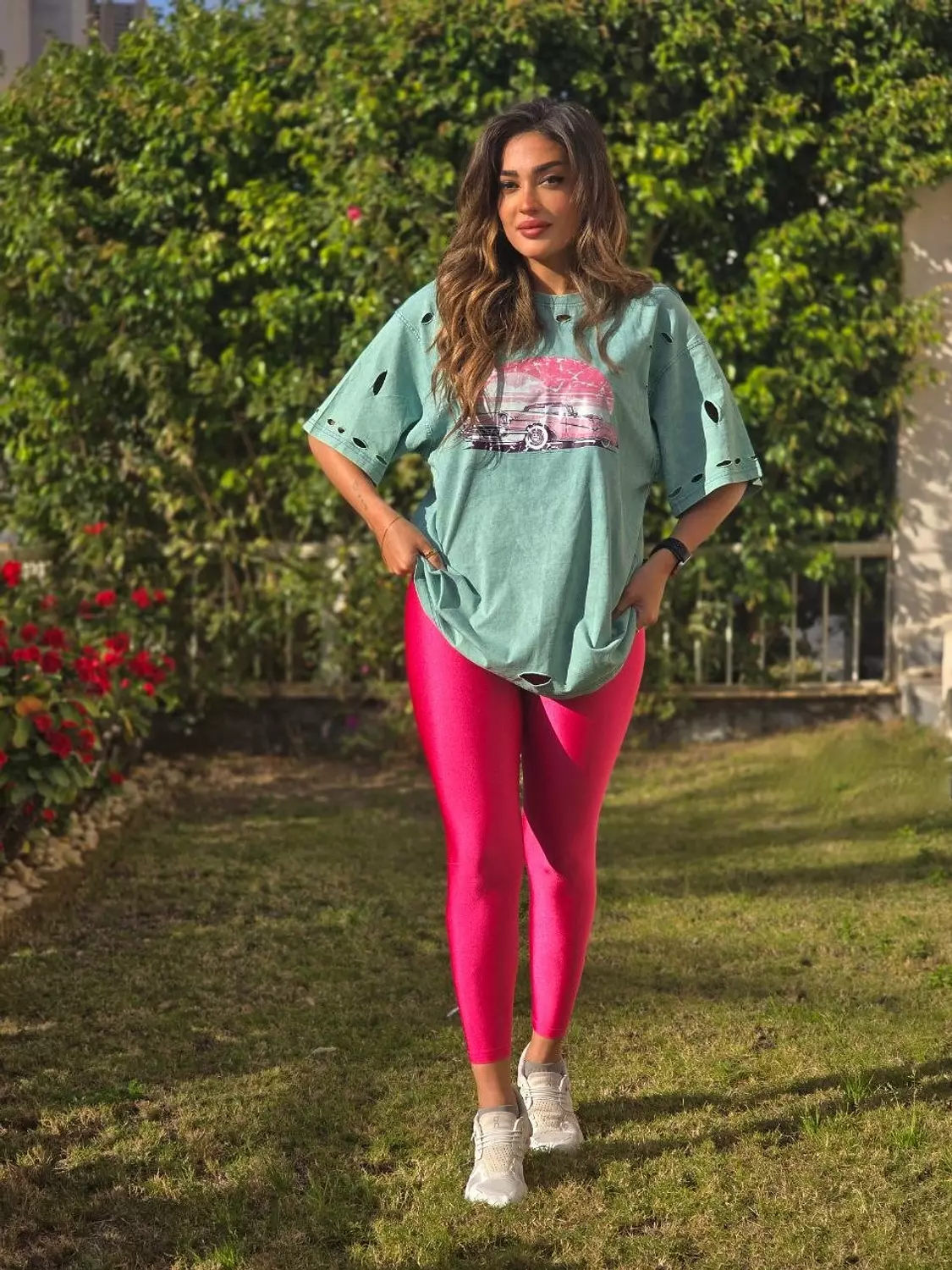 Fushia metallic legging  3