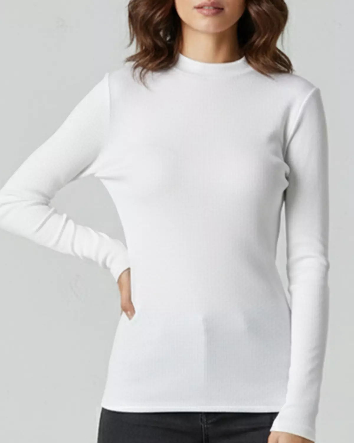 White Basic Top long sleeve hover image