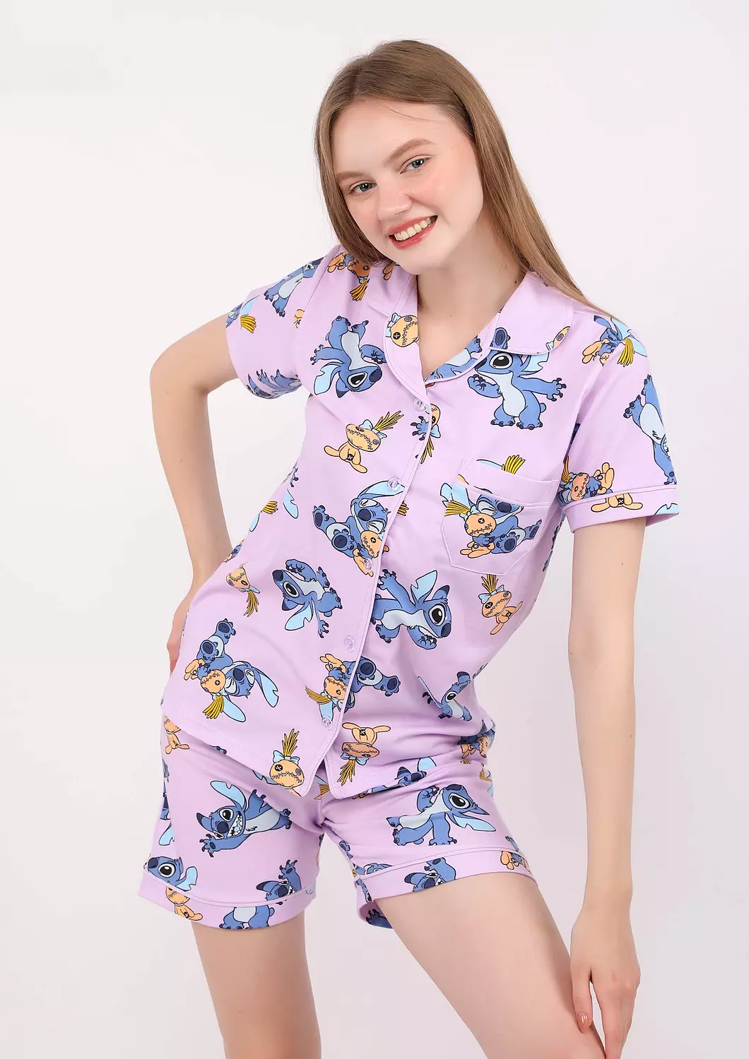 S514 LILO AND STITCH BUTTONED SHORT PAJAMA SET  6