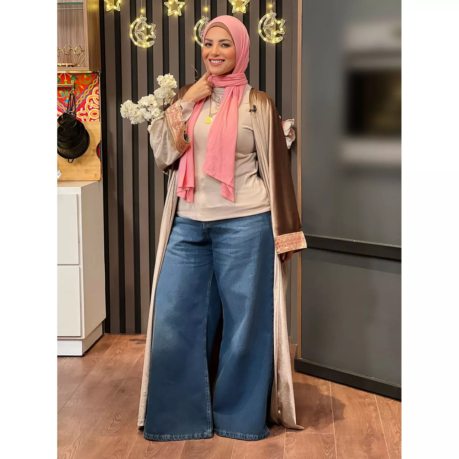 Hijab Wide Leg Denim Pants  hover image