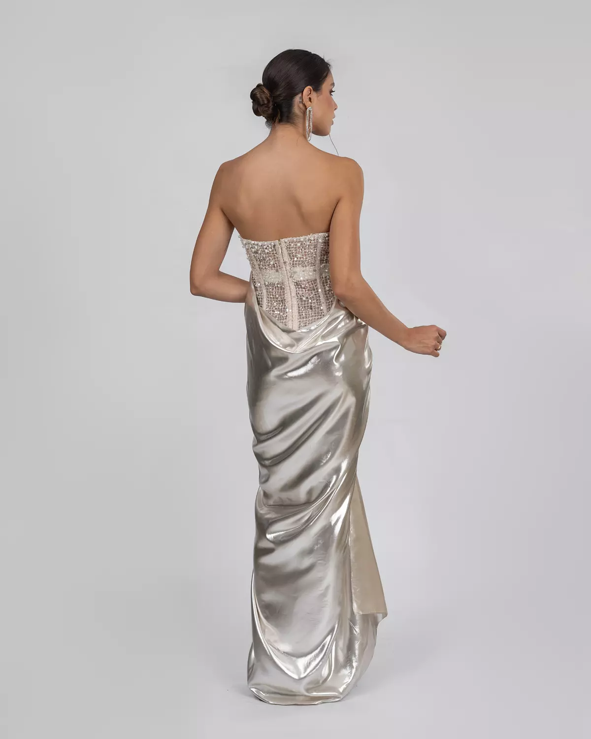 Metallic Strapless dress hover image