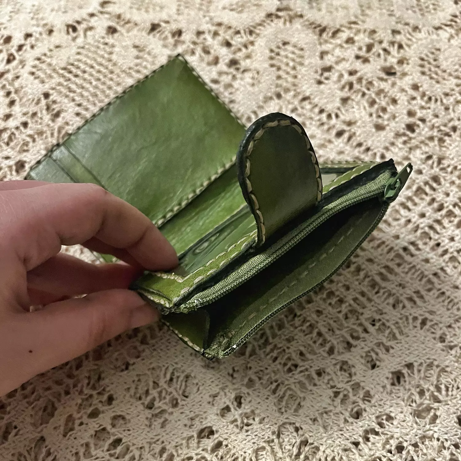 Tooled floral small leather wallet 4