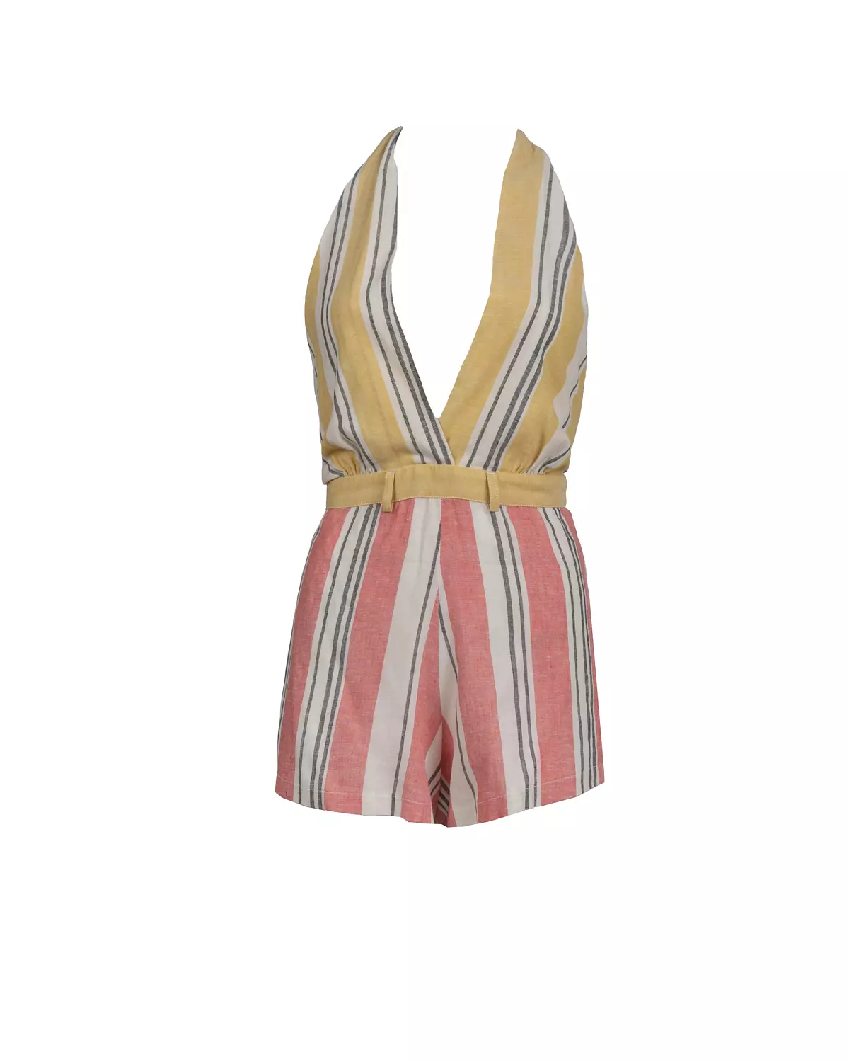 Vibrant Yellow and Pink Patchwork Romper 2