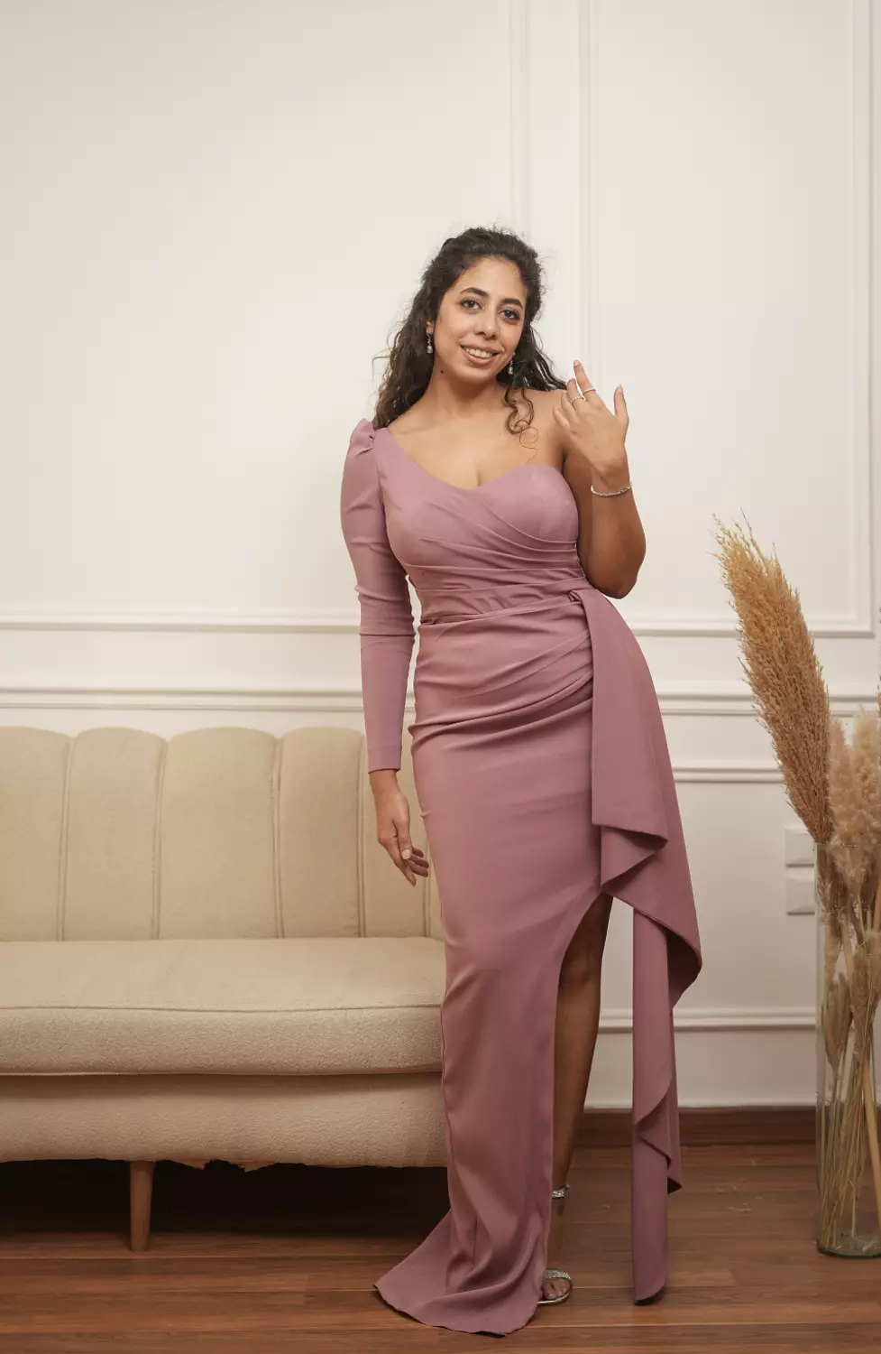 KASHMER ONE SHOULDER DRESS 7