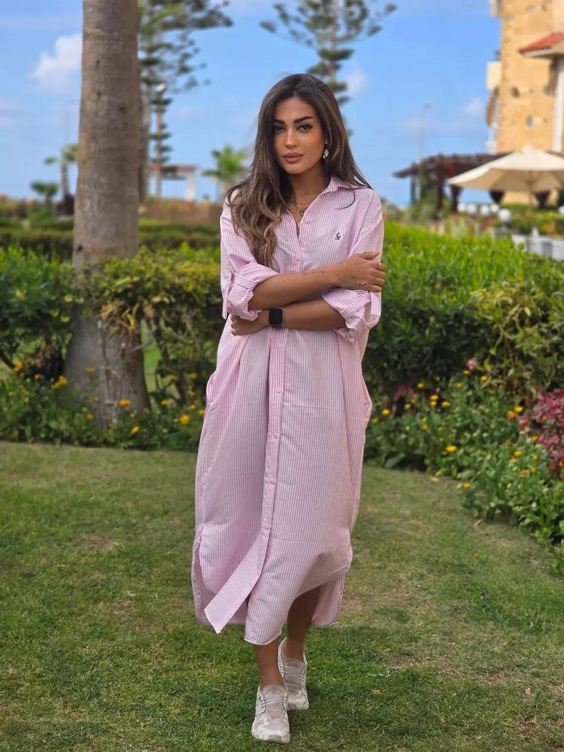 Pink stripped Polo chemise dress 2