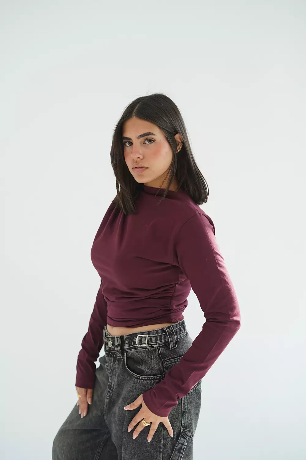 Burgundy basic long sleeve top-2nd-img