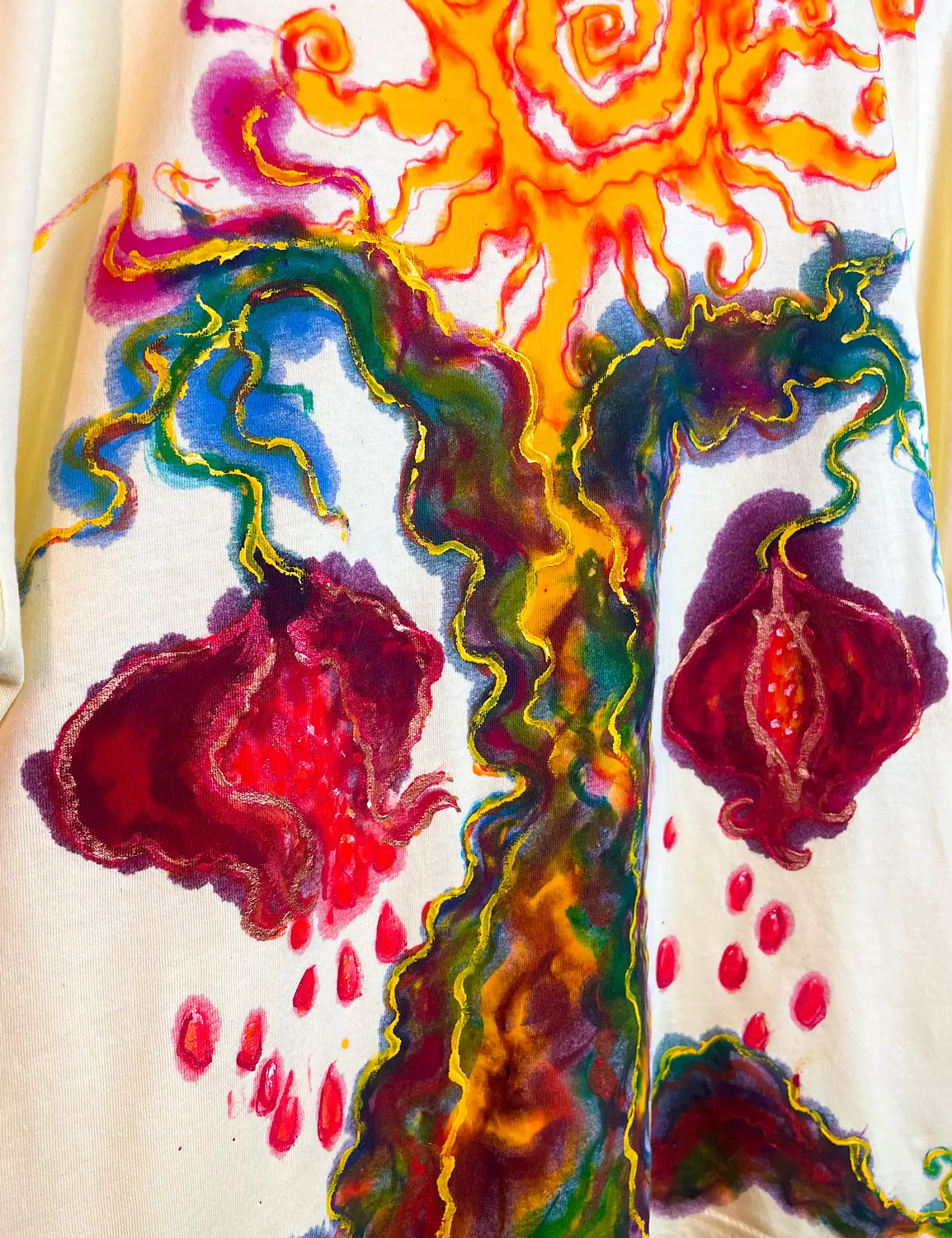 “Belonging “Hand-Painted yellow Cotton T-Shirt. 3