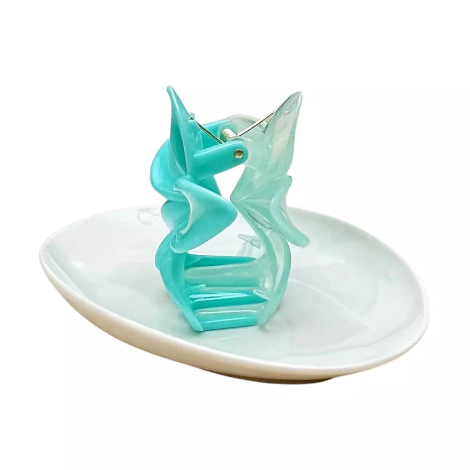 Turquoise Double Sided Hawaiian Flower Claw Clip 2