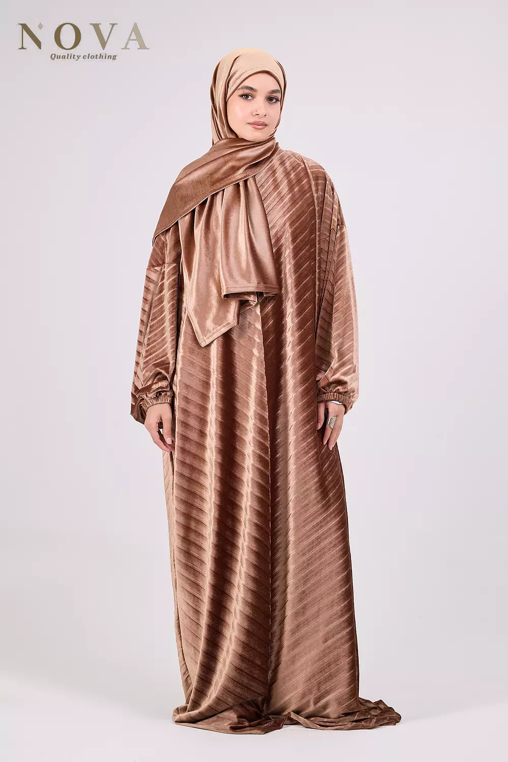 Toffee pleated velvet  1