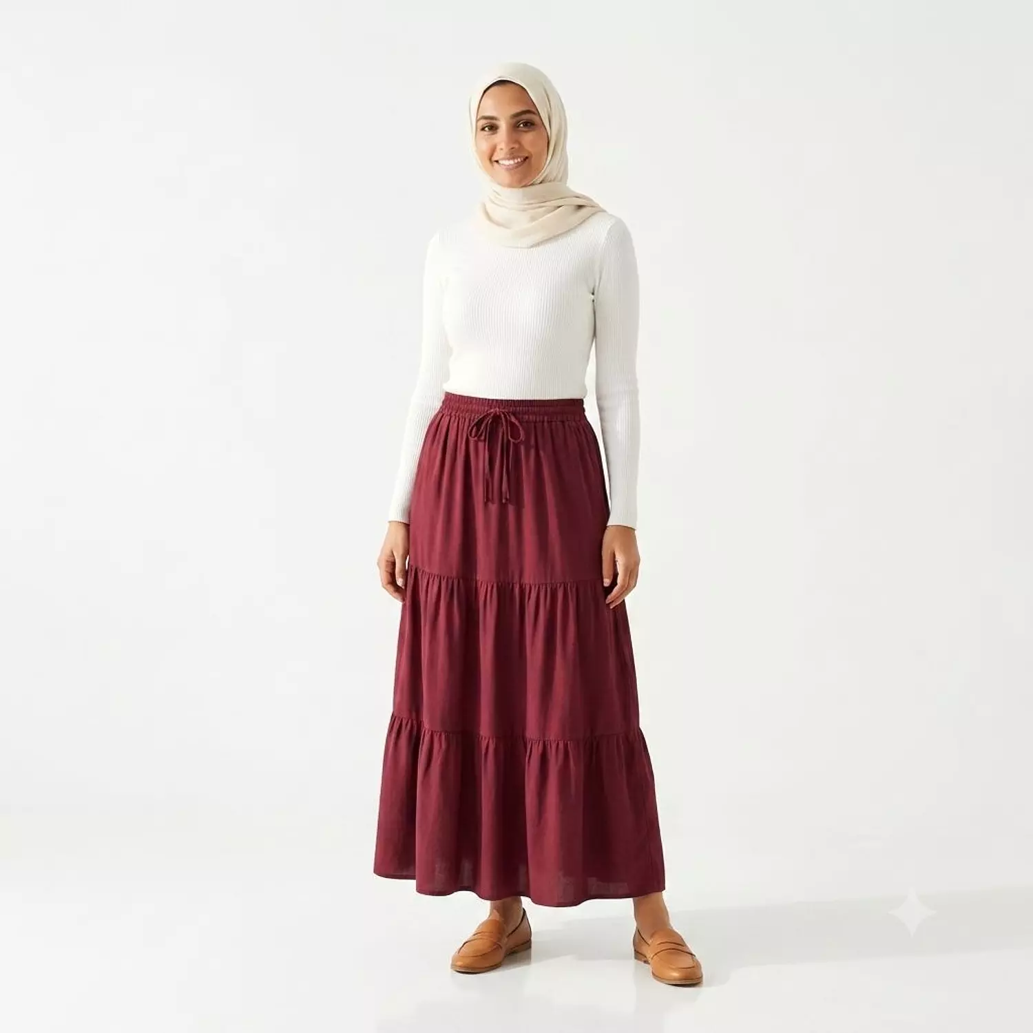 Tiered Modest Maxi Skirt image