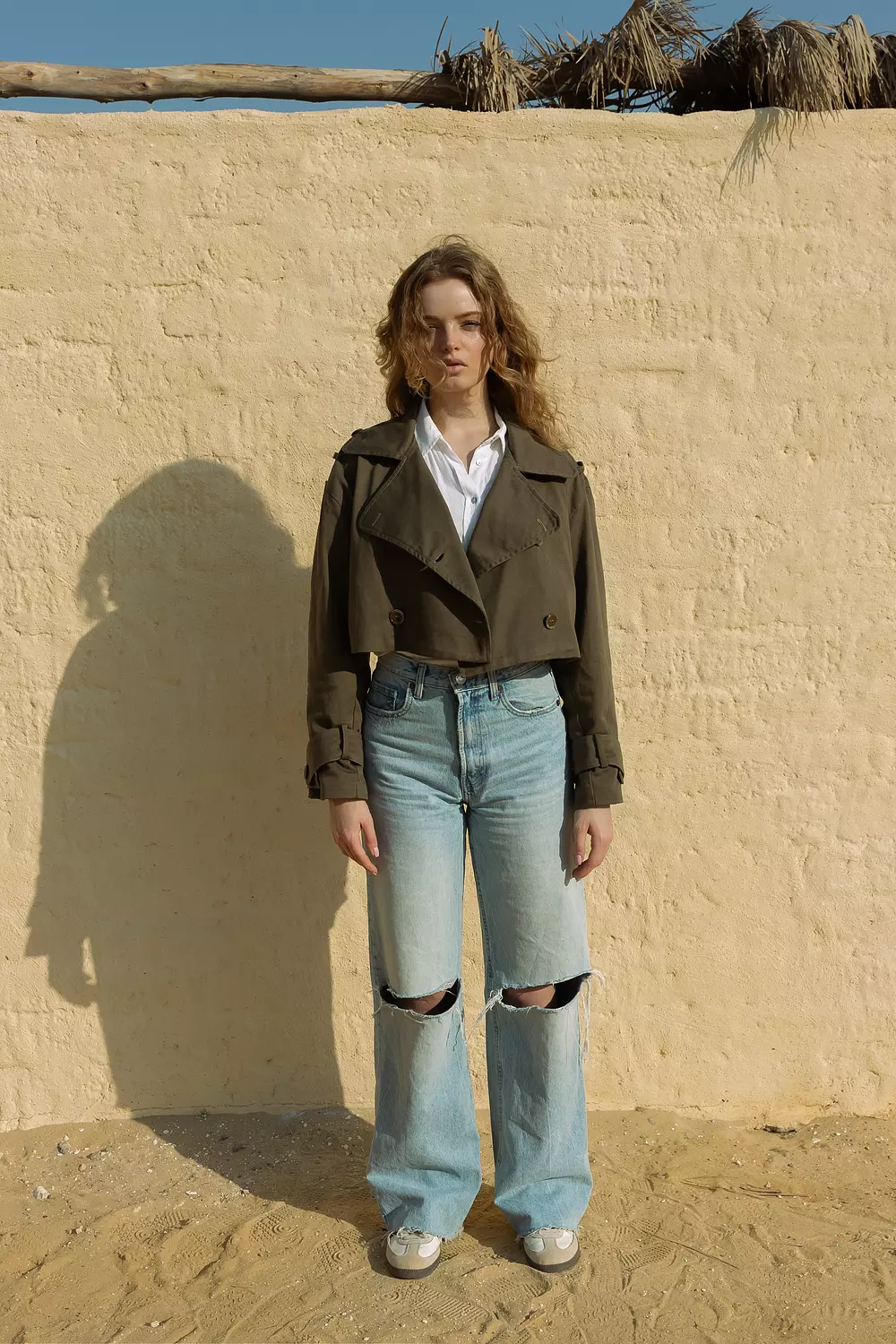 Cropped Trench Jacket - olive green image