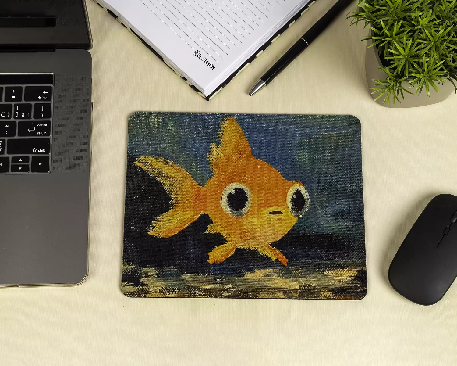 golden fish mouse pad image