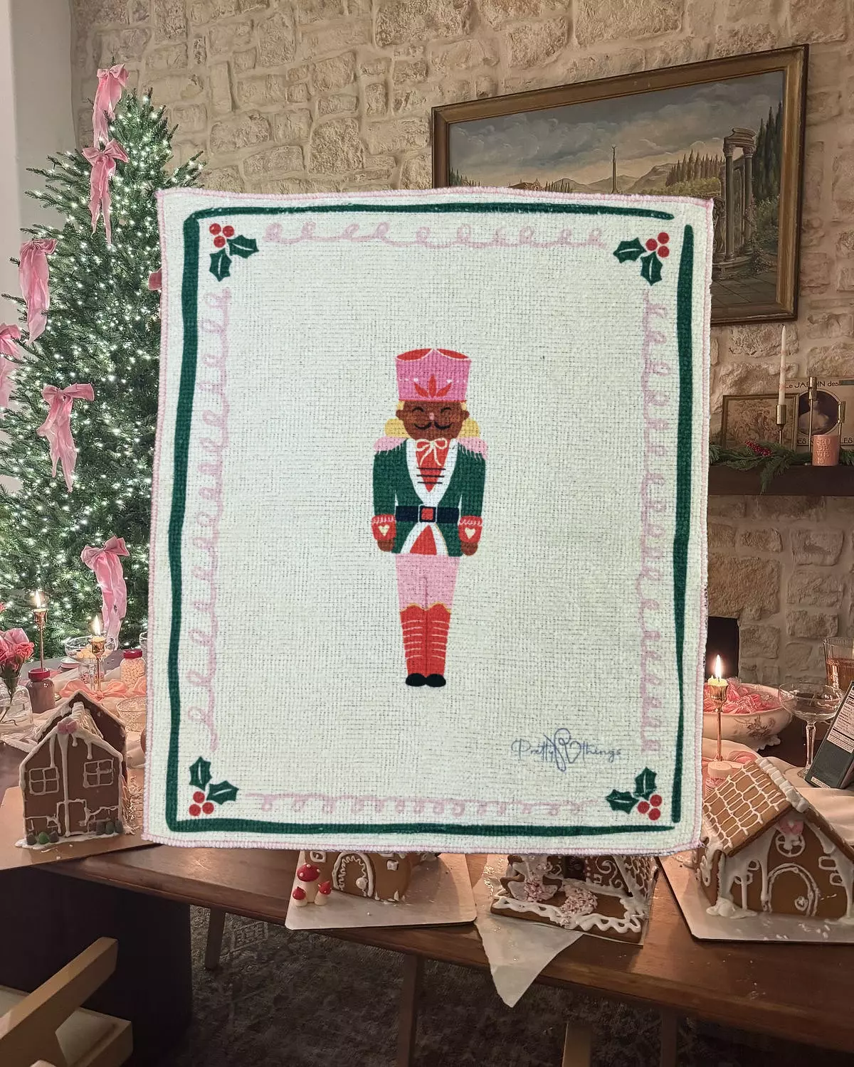 pretty christmas soldiers kitchen towel set 2