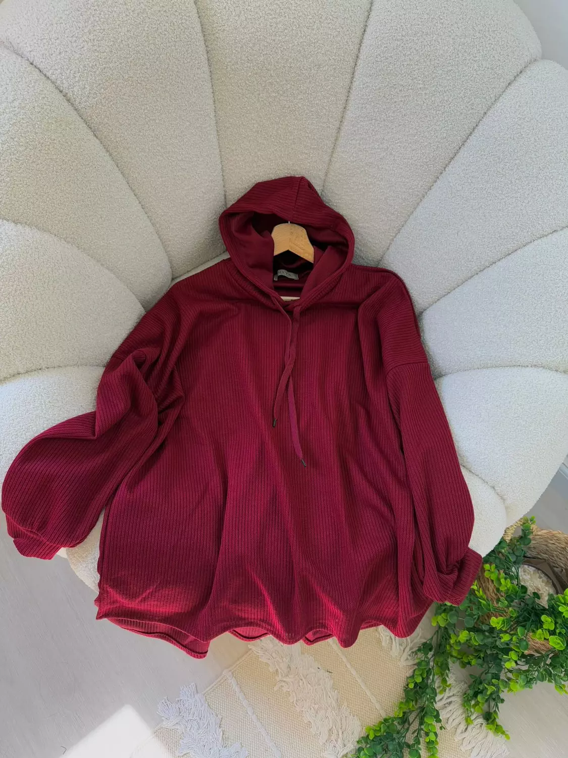 Ribbed Sweatshirt Dark Red
