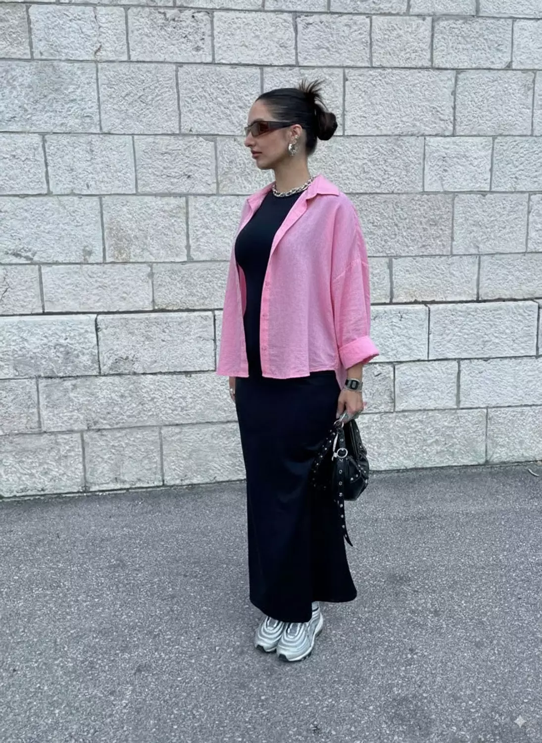 High-Low Hem Linen Collared Shirt 1