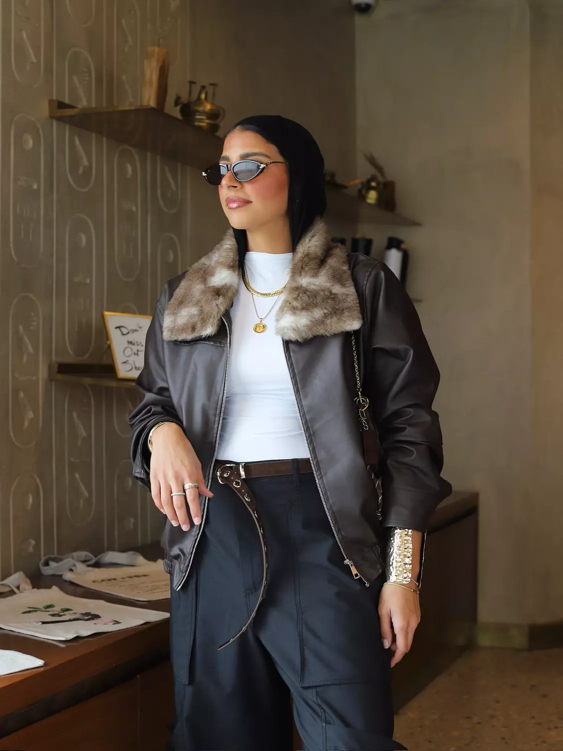 Chocolate Fur bomber jacket  image