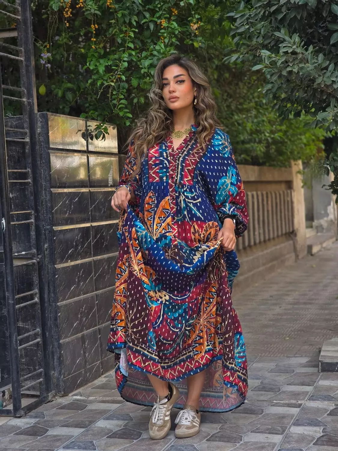Blue boho dress hover image