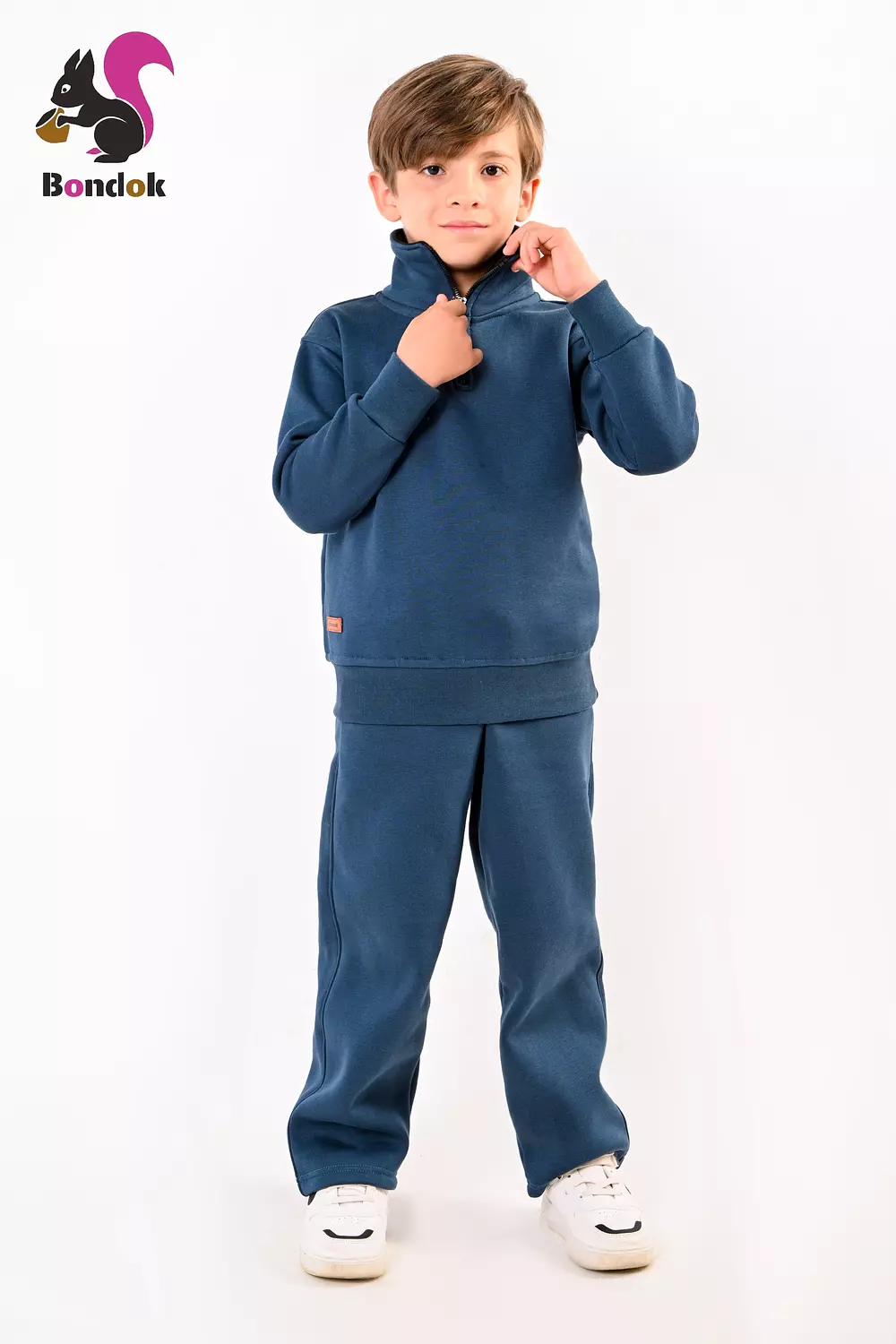 BONDOK Kids Tracksuit Set – Boys ¼-Zip Stand-Collar Sweater & Jogger Pants, Comfy Fit – Ages 4–14 13
