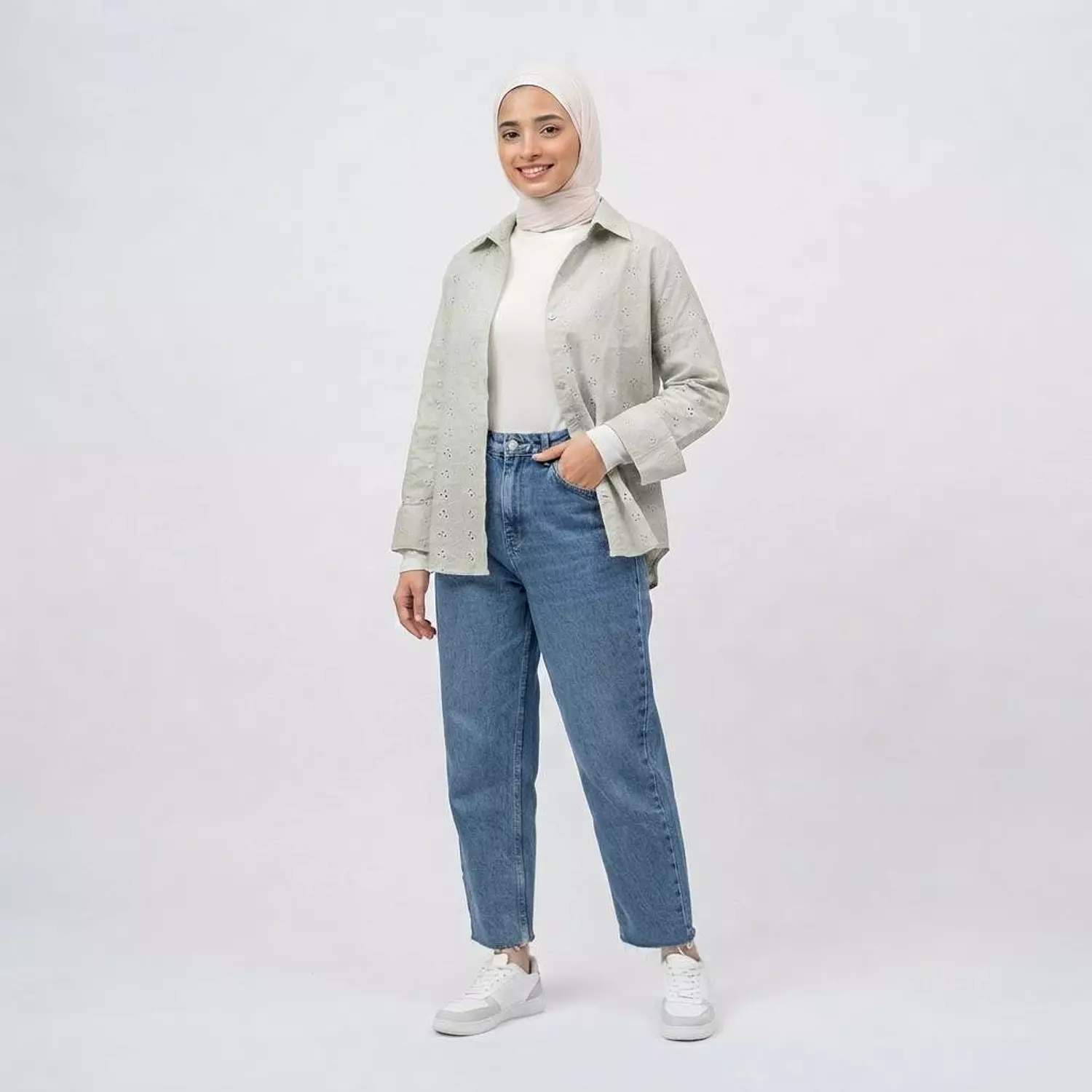 Eyelet Embroidered Shirt Jacket image