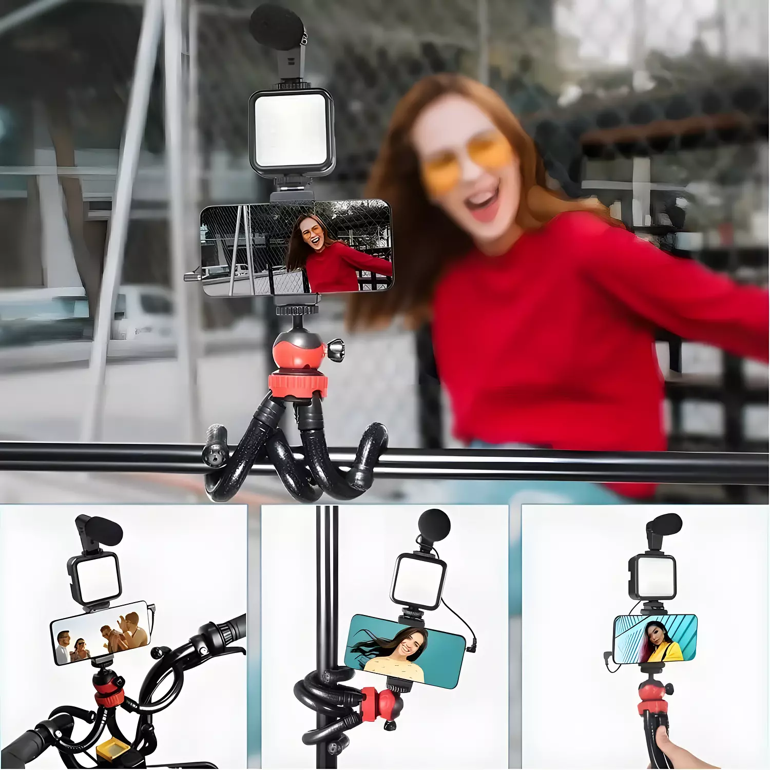plokama PK-776 Photography Kit with LED Light and Tripod Microphone - Compatible with Various Devices 4