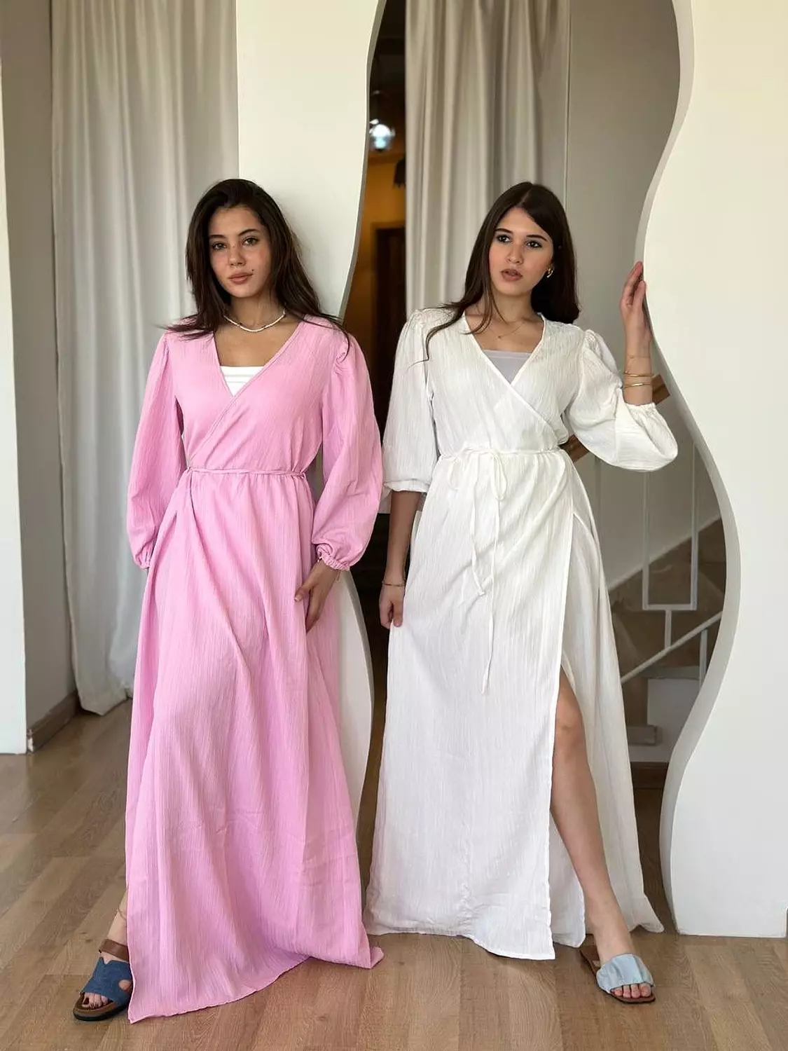 Crinkled Wrap Maxi Dress with Front Slit 9