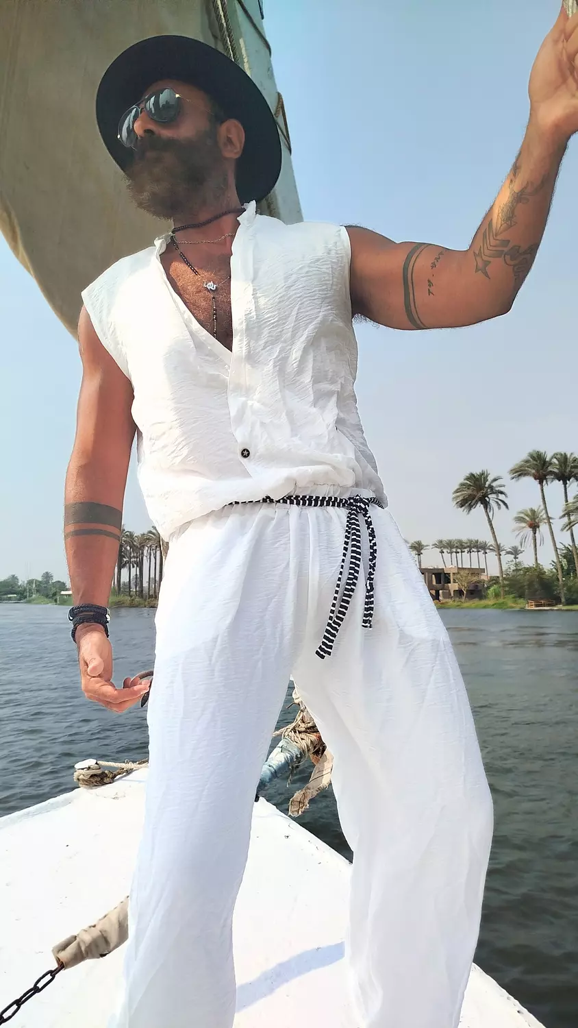 Sleeveless crossed white lenin Jumpsuit  hover image