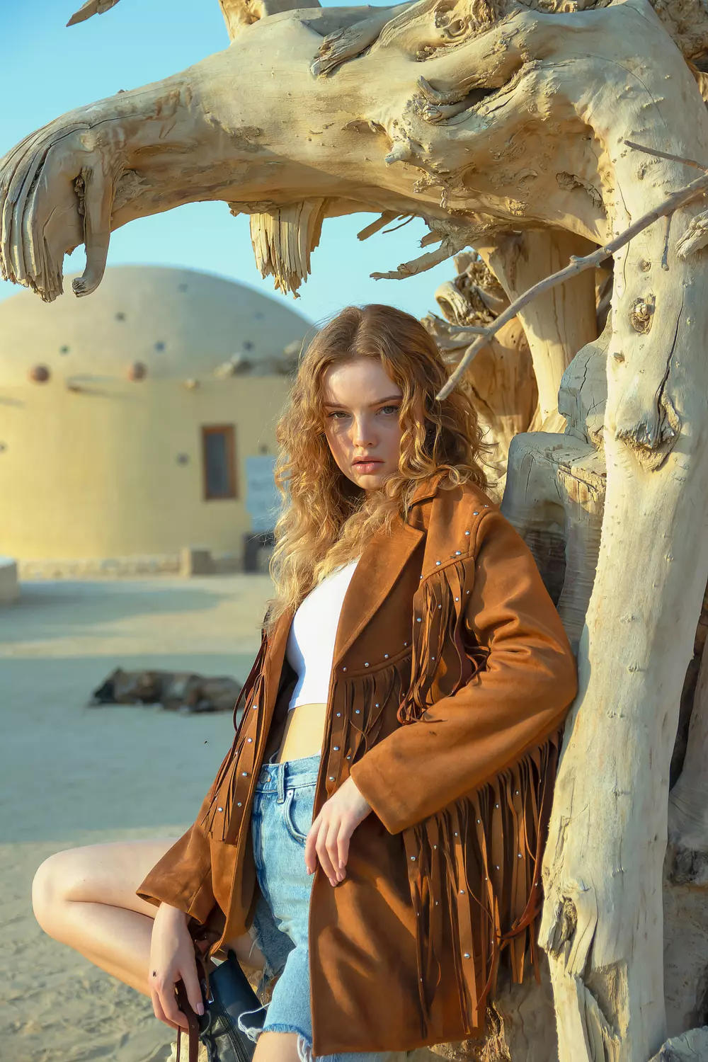 <p style="text-align: start"><span style="color: rgb(0, 0, 0)"><strong>Fringe Suede Jacket - Camel</strong></span></p>