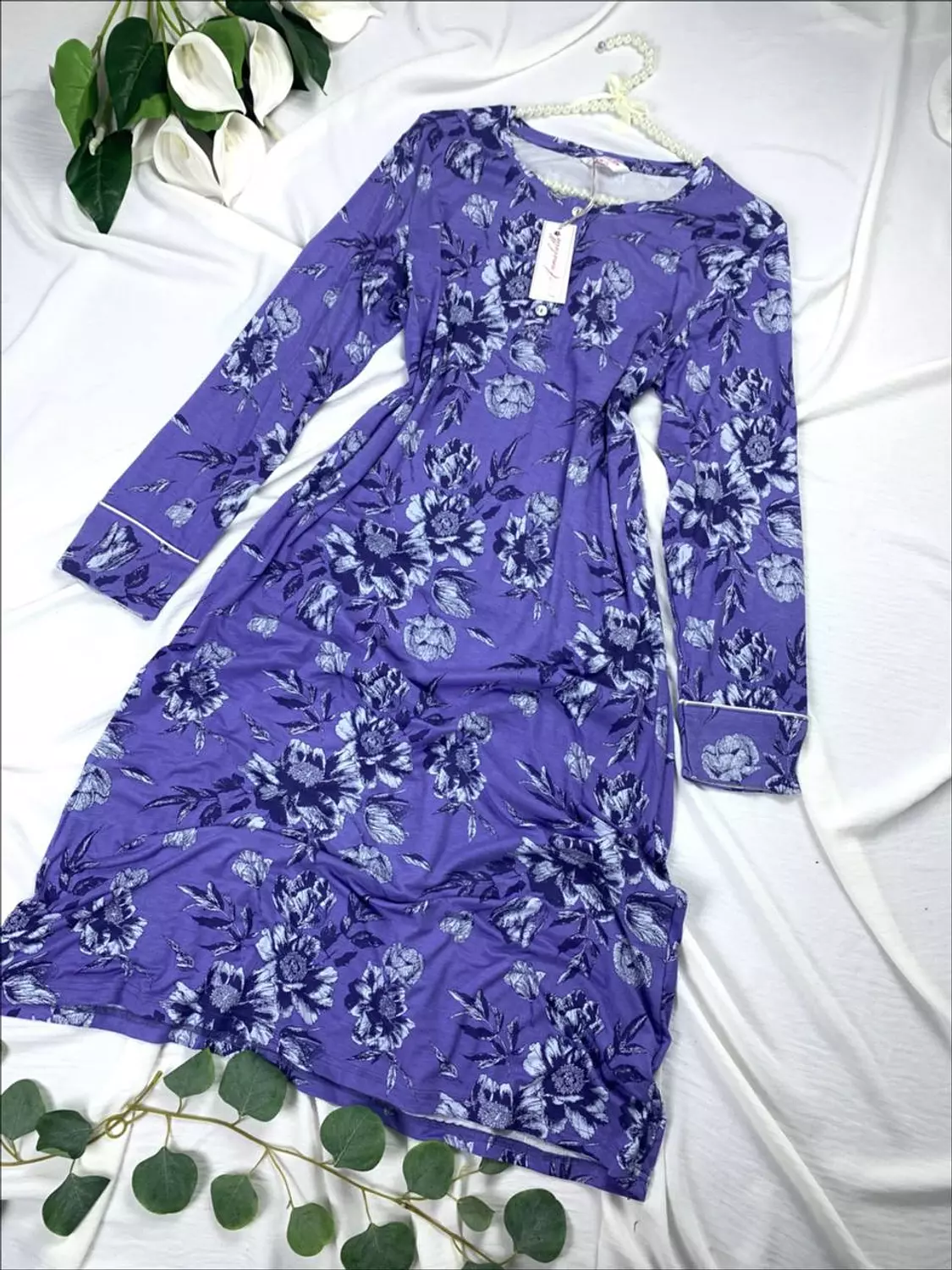 Floral cotton jersey sleeping shirt from Anabelle image