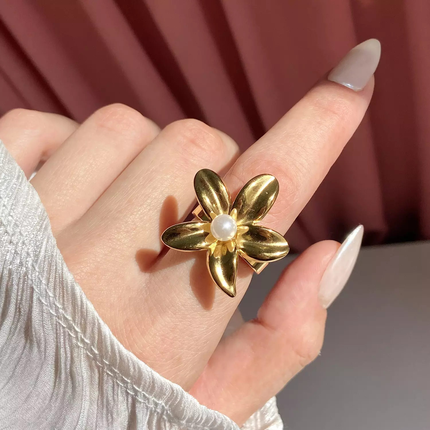 Gold Flower Statement stainless steel Ring image