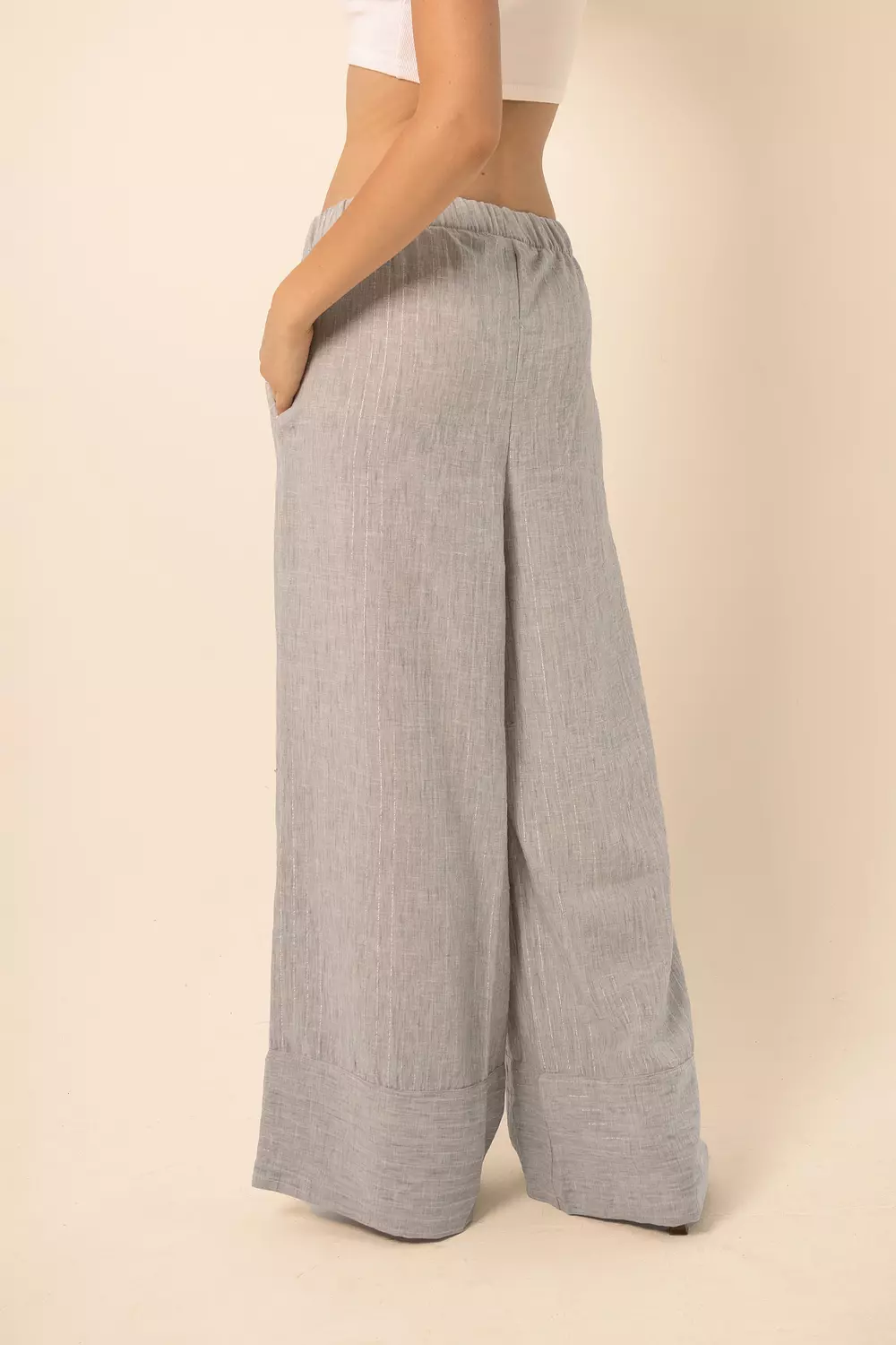 Wide-Leg Pants in silver Stripes - Light Grey 5