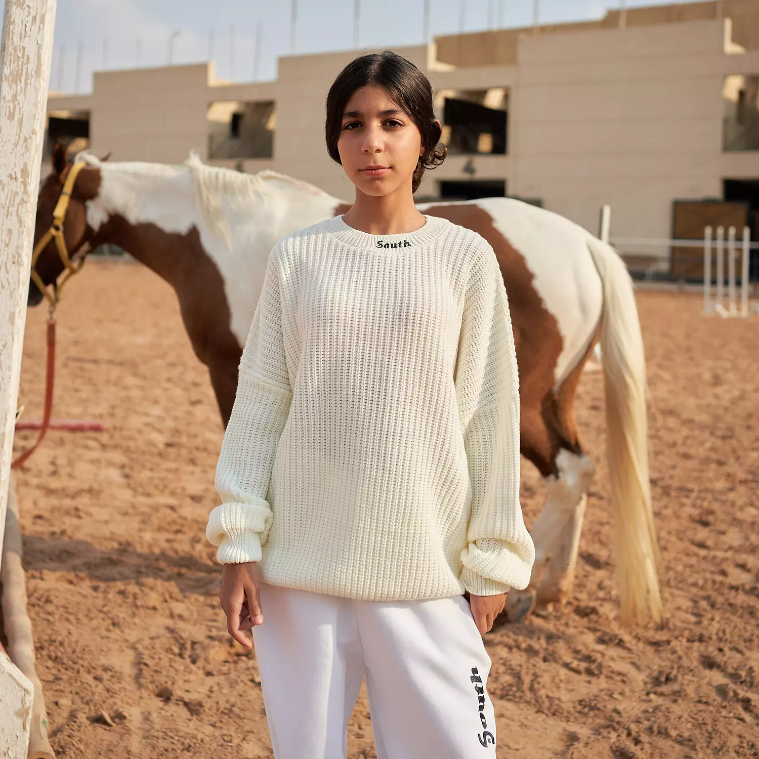 SOUTH unisex off-white embroidered knitted Wool Pullover hover image