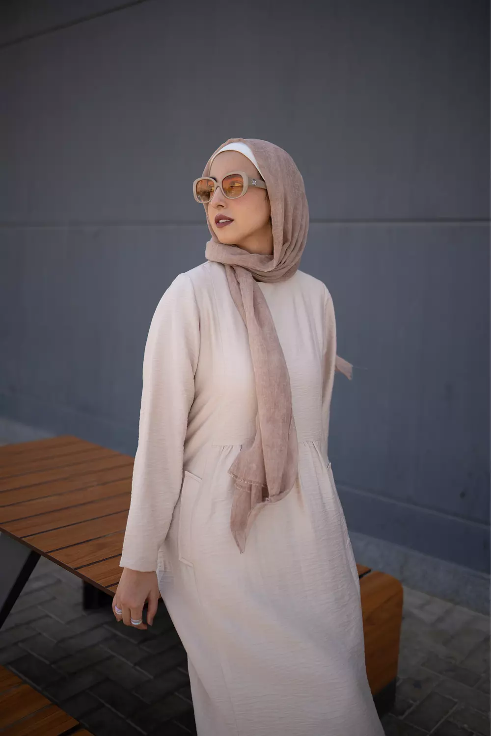 Beige Spanish Linen Flowy Dress 4