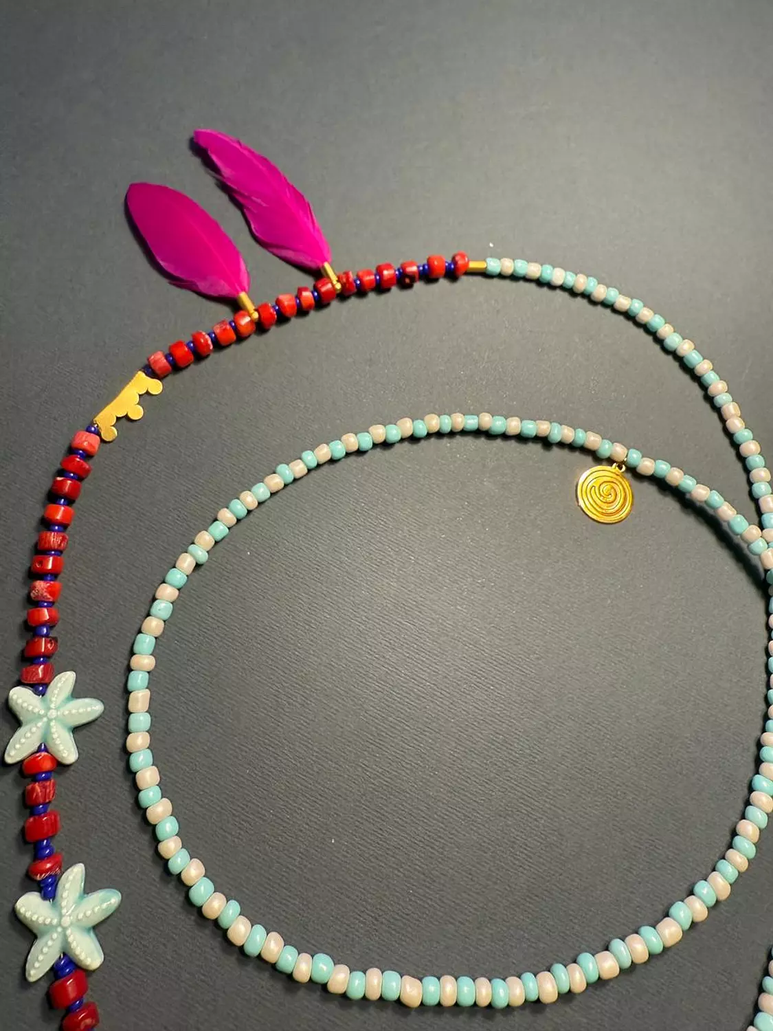 Long blue Fish necklace 1