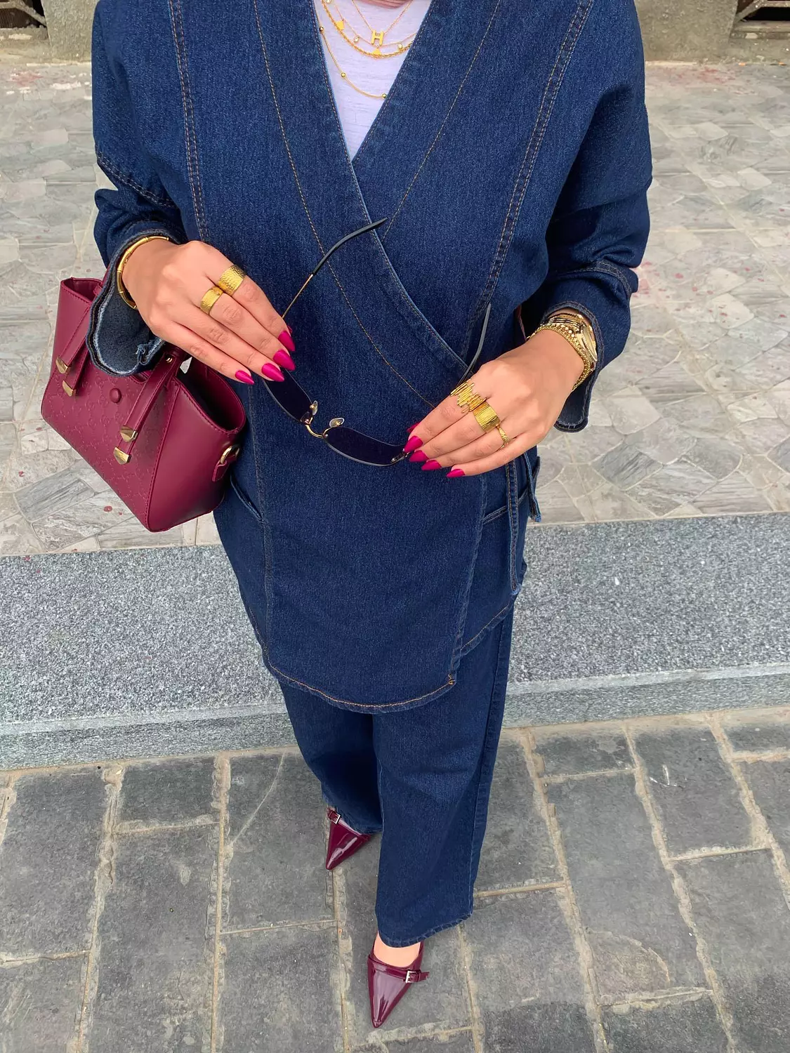 wrap denim suit 3