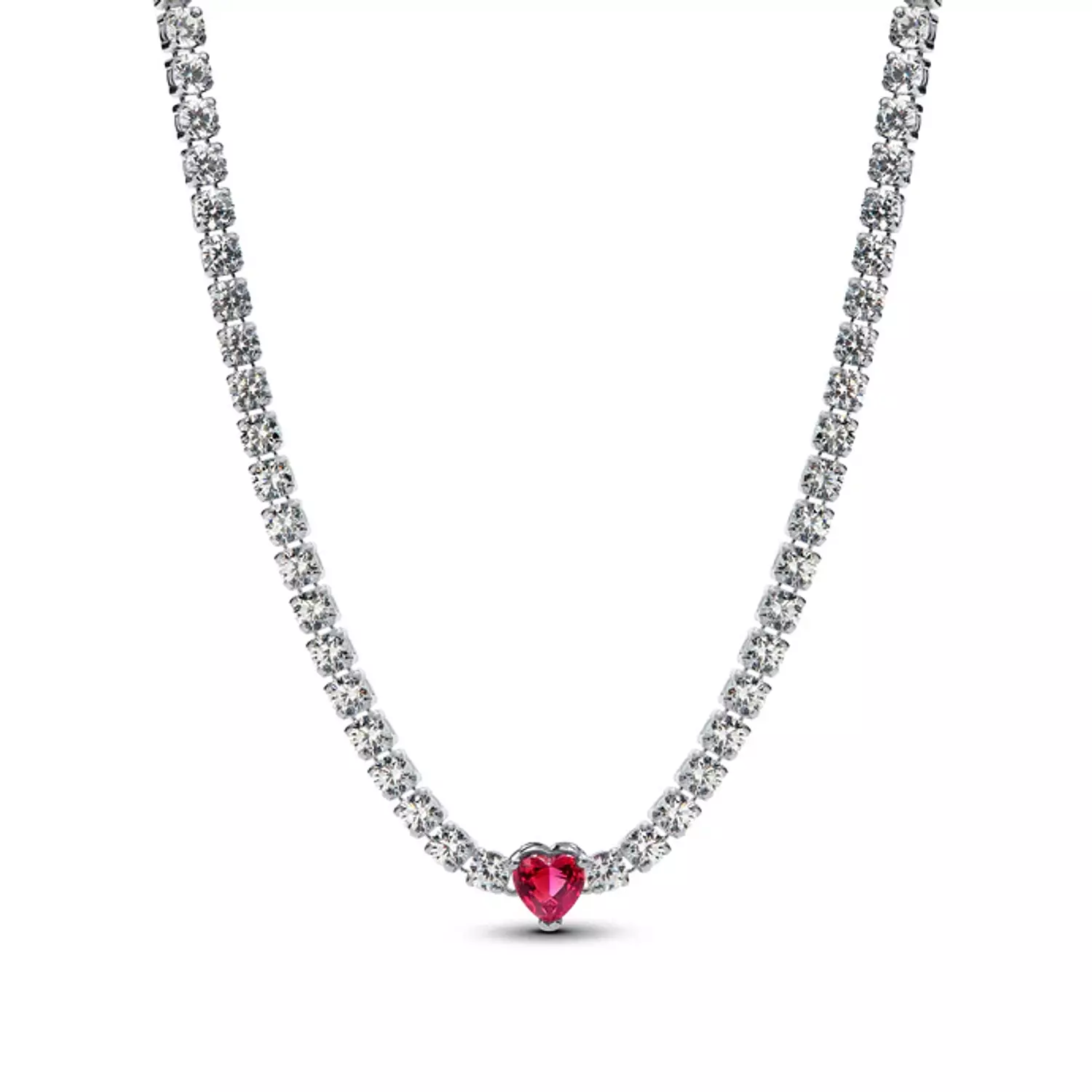 PANDORA Moments Radiant Heart Choker Sterling Silver with Artificial ...
