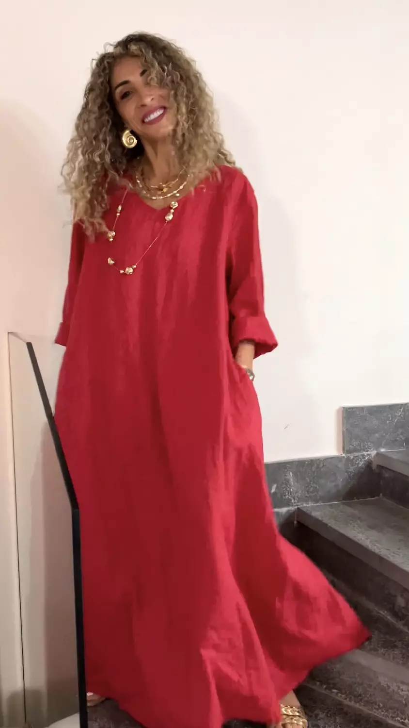 ''Over Size'' Pure Linen Dress  (3182) 7
