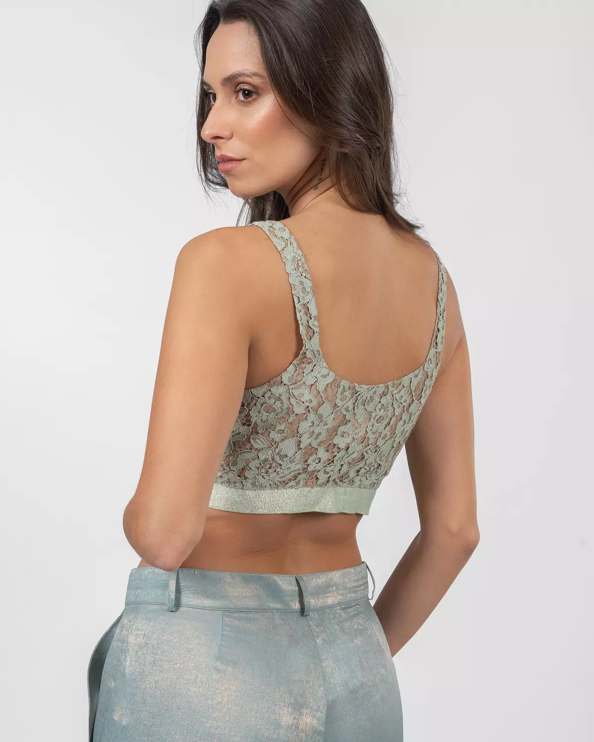 Lace Mint Green Top hover image