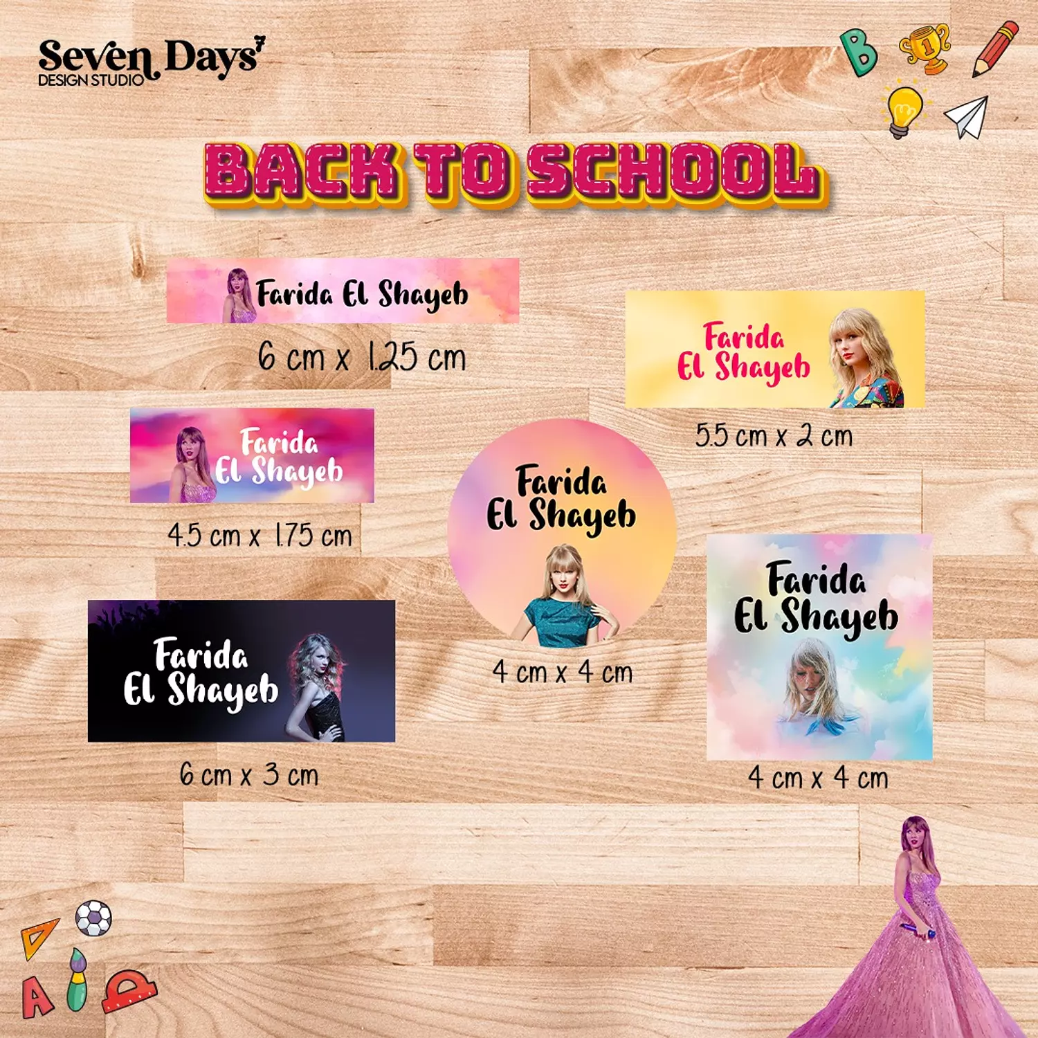 Taylor Swift School Labels | Seven Days Design Studio