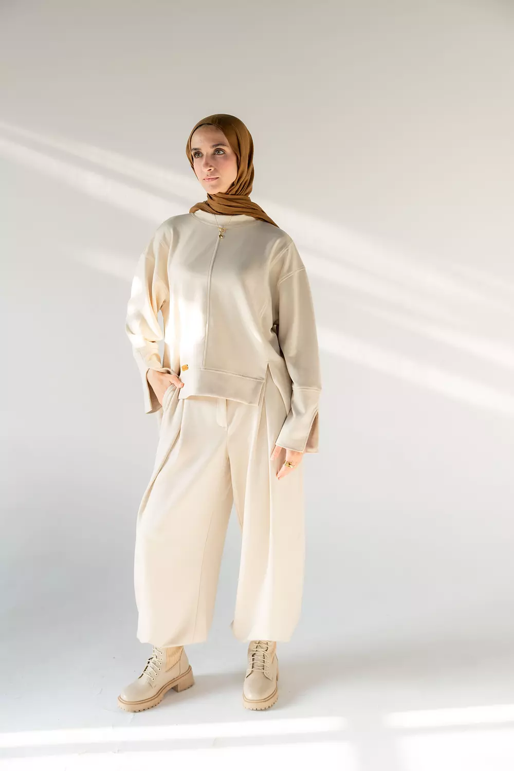 Relaxed Oysho Set in Beige 3