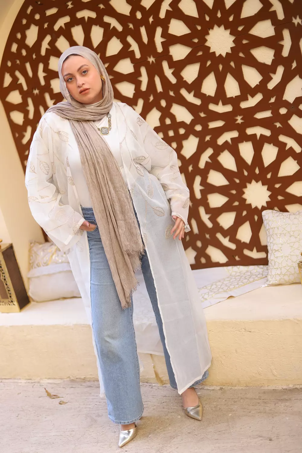 Leaves Linen Kaftan  2