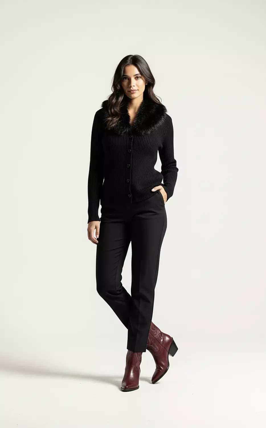 The Fur Buttoned Cardigan  image