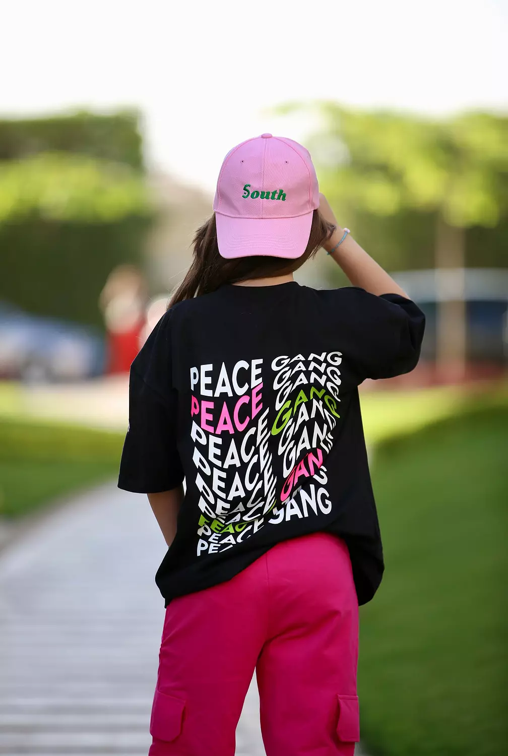 SOUTH Unisex PEACE GANG Black cotton T-shirt image